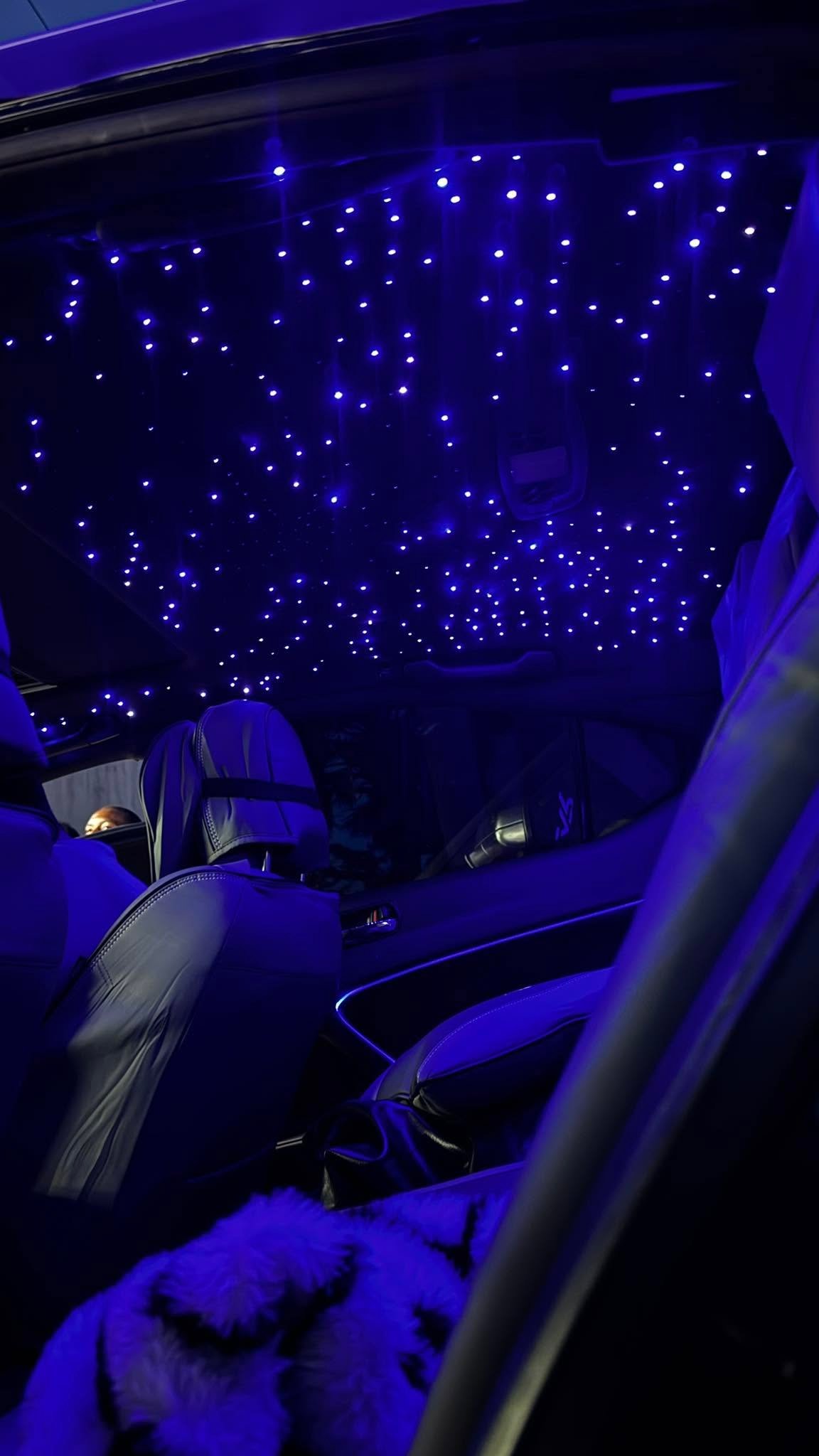 Star-light LED roof liner installed inside a car